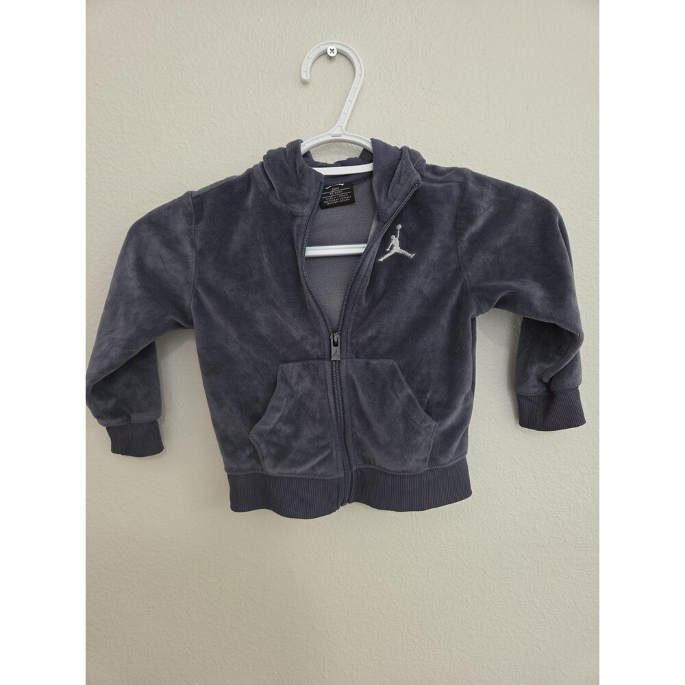 Jordan 24M Toddler Full Zip Velour Hoodie Grey